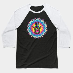 Colourful Lucky Hamsa Hand Mandala Baseball T-Shirt